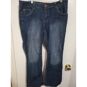 SouthPole Jeans Womens 18 Blue Denim Pants Mid Rise Straight Embroidered 36X31